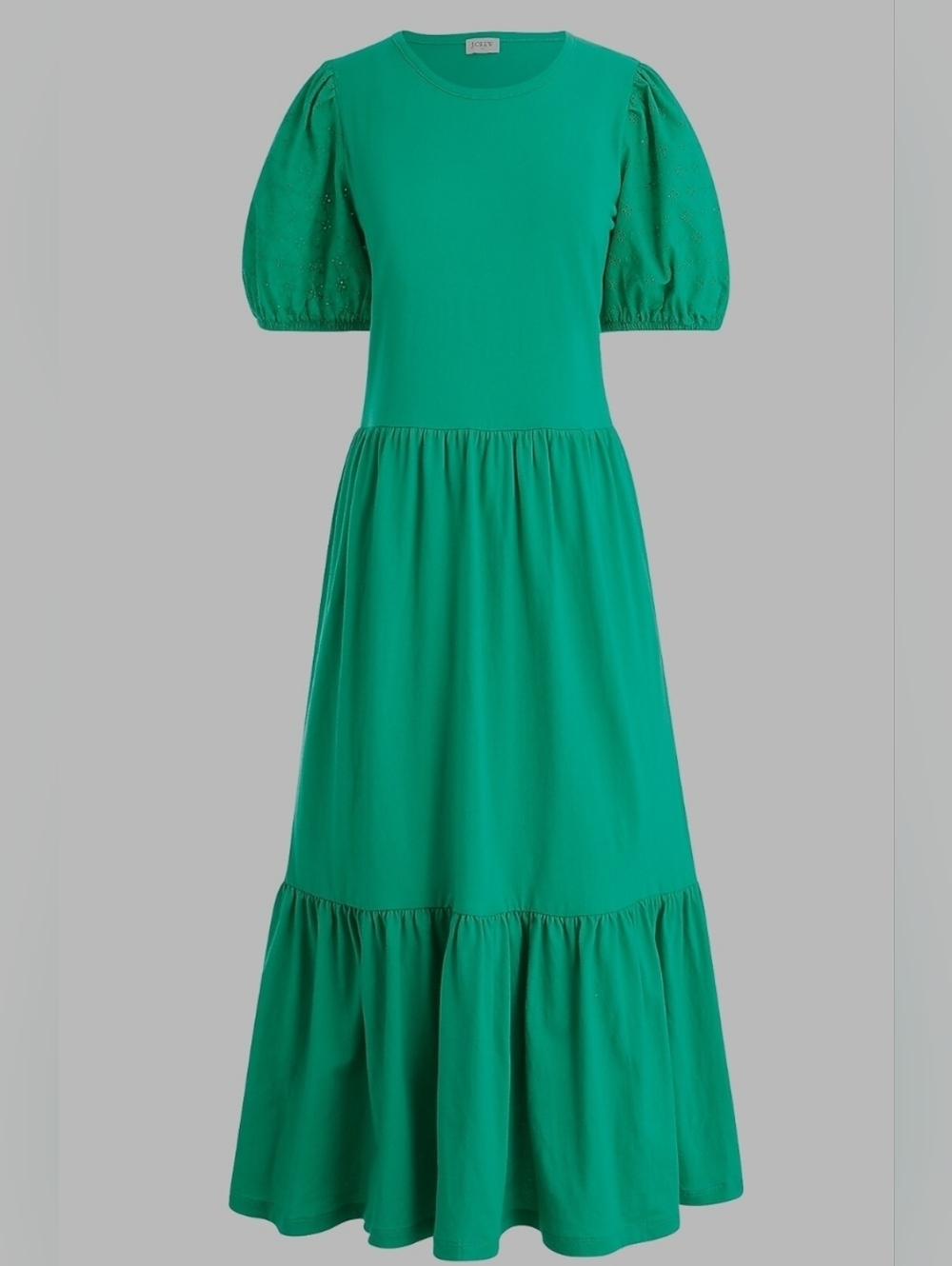 J.Crew Eyelet-Sleeve Knit Midi Dress Puff-Sleeve Tiered Midi Dress Size XL